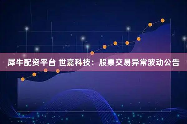 犀牛配资平台 世嘉科技：股票交易异常波动公告
